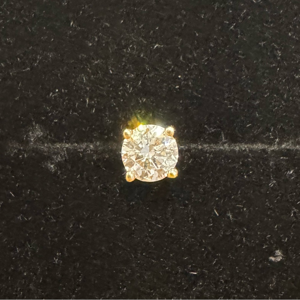 Single individual lab diamond 4 prong stud earring 14K yellow gold .5 carat